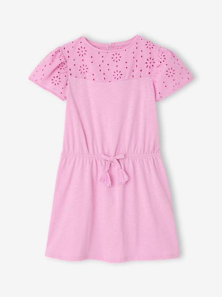 Girls' dress with English embroidery details coral+lilac+mauve+pale blue+sage green - vertbaudet enfant 