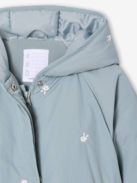Girl's embroidered lightweight jacket grey green - vertbaudet enfant 