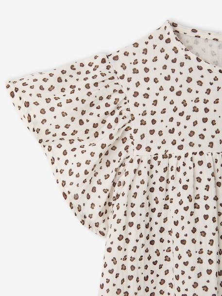 Cotton Gauze Dress with Floral Print, for Girls beige+pale pink+printed beige+vanilla - vertbaudet enfant 