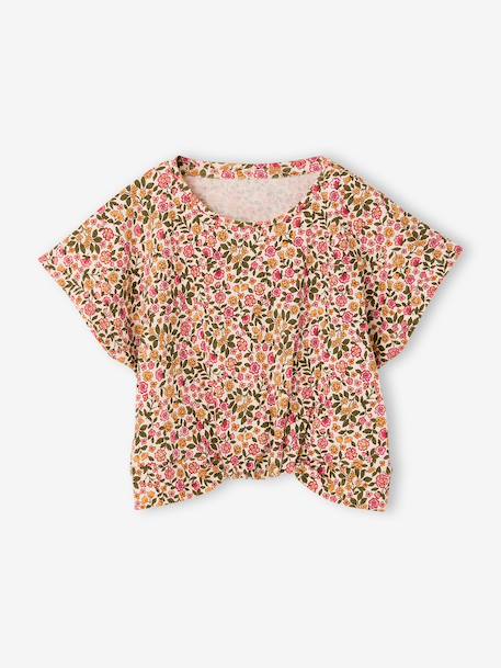 Blouse with short sleeves almond green+printed white - vertbaudet enfant 