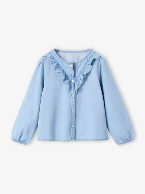 Girl's denim cotton shirt  - vertbaudet enfant