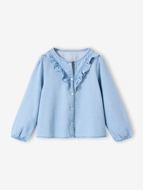 Girl's denim cotton shirt stone - vertbaudet enfant 