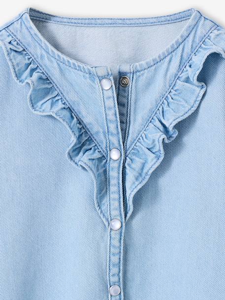 Girl's denim cotton shirt stone - vertbaudet enfant 
