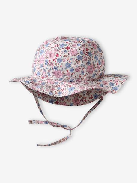 Floral print cotton baby bucket hat ecru - vertbaudet enfant 