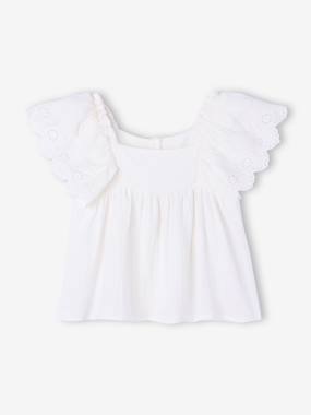 -Blouse à volants gaze de coton