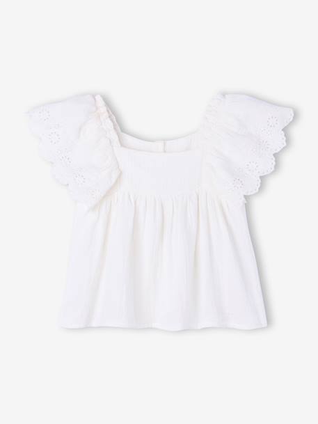Cotton muslin ruffled blouse ecru - vertbaudet enfant 