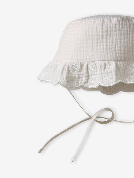 Hat with Scalloped Edges for Girls ecru - vertbaudet enfant 