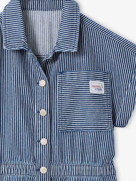 Striped girl's jumpsuit striped blue - vertbaudet enfant 