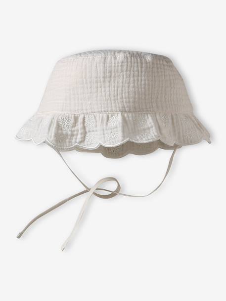 Hat with Scalloped Edges for Girls ecru - vertbaudet enfant 