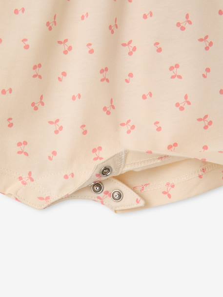 Frill-Sleeved Playsuit for Babies, Basics ecru+rose - vertbaudet enfant 