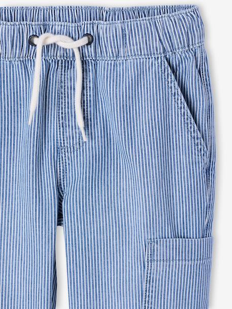 Pantalon denim garçon battle coton rayé bleu - vertbaudet enfant 