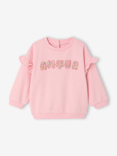 Girl's long-sleeved sweatshirt pale pink - vertbaudet enfant 