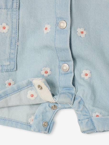 Girl's denim playsuit bleached denim - vertbaudet enfant 