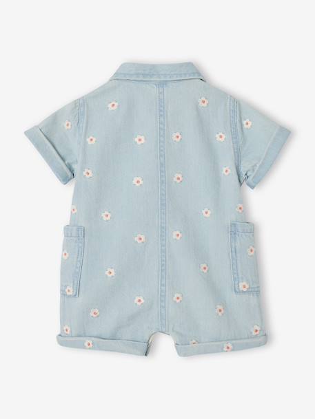 Girl's denim playsuit bleached denim - vertbaudet enfant 