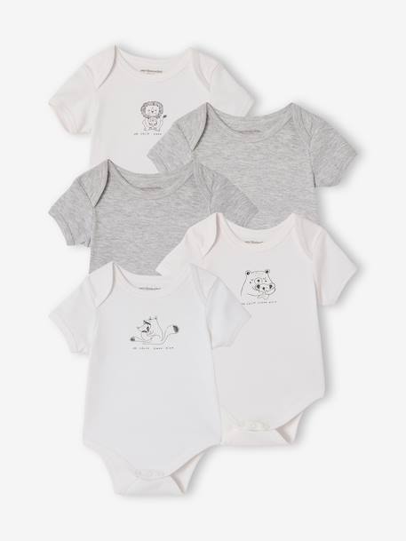 Pack of 5 short-sleeved baby bodysuits set white - vertbaudet enfant 