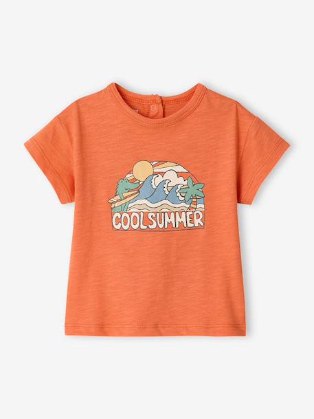 Boys' organic cotton T-shirt orange - vertbaudet enfant 