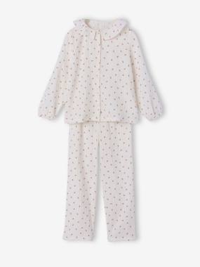 -Pyjama fille gaze de coton fleurs