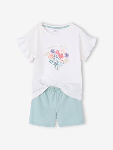 Pack of 2 girls' short-sleeved cotton pyjama shorts ecru - vertbaudet enfant 