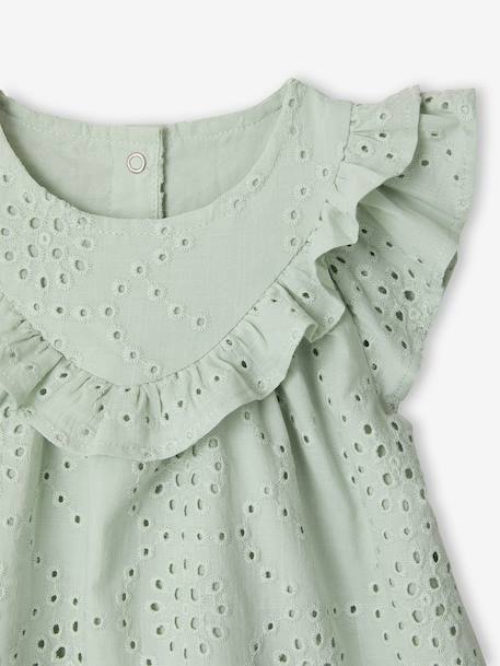Baby Girls’ Broderie Anglaise Cotton Blouse aqua green - vertbaudet enfant 
