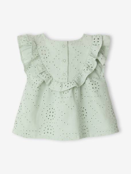 Baby Girls’ Broderie Anglaise Cotton Blouse aqua green - vertbaudet enfant 
