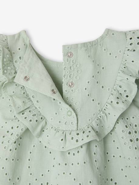 Baby Girls’ Broderie Anglaise Cotton Blouse aqua green - vertbaudet enfant 