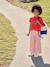Wide striped knitted leggings striped blue+striped red - vertbaudet enfant 