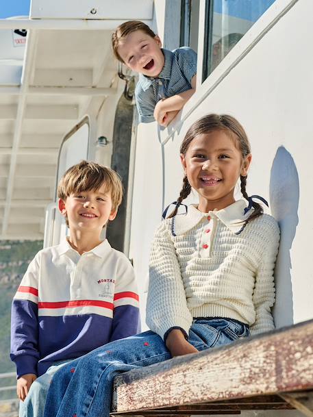 Fancy Knit Jumper for Girls ecru - vertbaudet enfant 