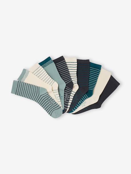 Pack of 10 pairs of boys' socks Basics emerald green - vertbaudet enfant 