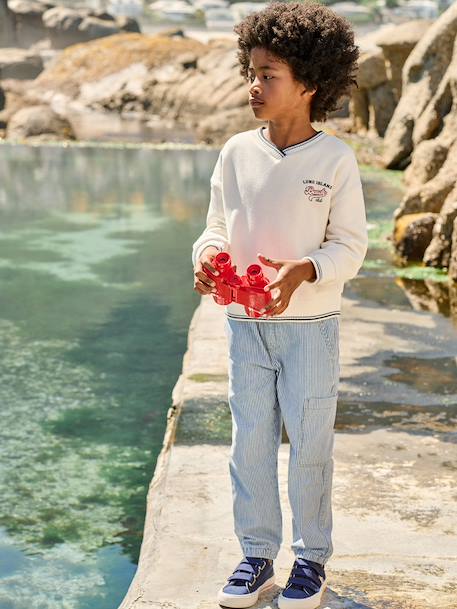Boy's V-neck sweatshirt ecru - vertbaudet enfant 
