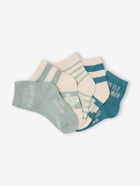 Pack of 5 pairs of baby boys' socks aqua green - vertbaudet enfant 