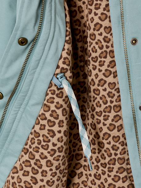 Girl's long hooded parka grey green - vertbaudet enfant 