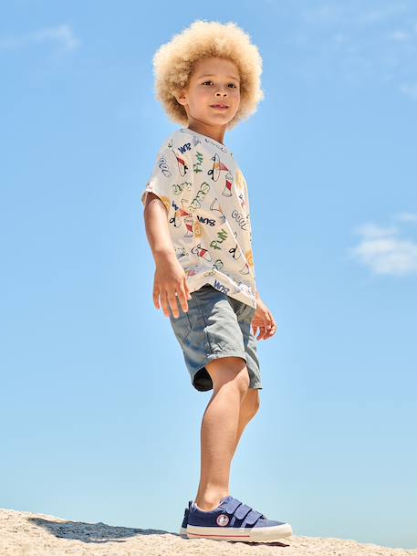 Short-Sleeved T-Shirt for Boys anthracite+ecru+white - vertbaudet enfant 