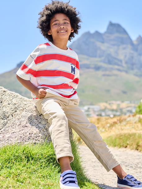 Striped boy's t-shirt striped red - vertbaudet enfant 