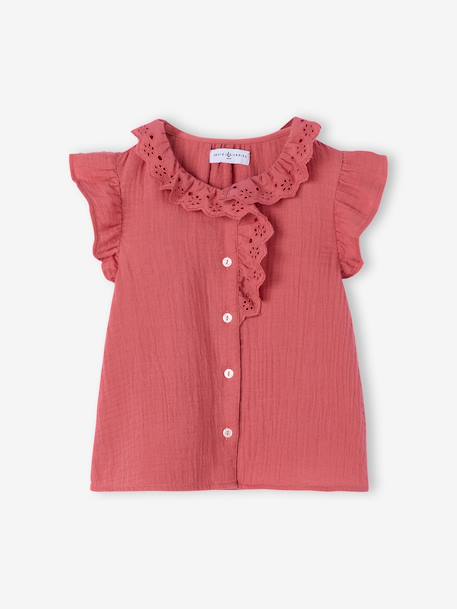 Ruffled shirt old rose - vertbaudet enfant 