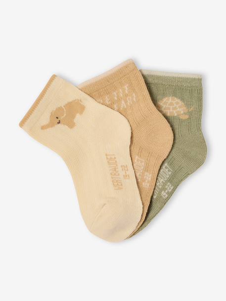 Pack of 3 pairs of baby boys' socks olive - vertbaudet enfant 