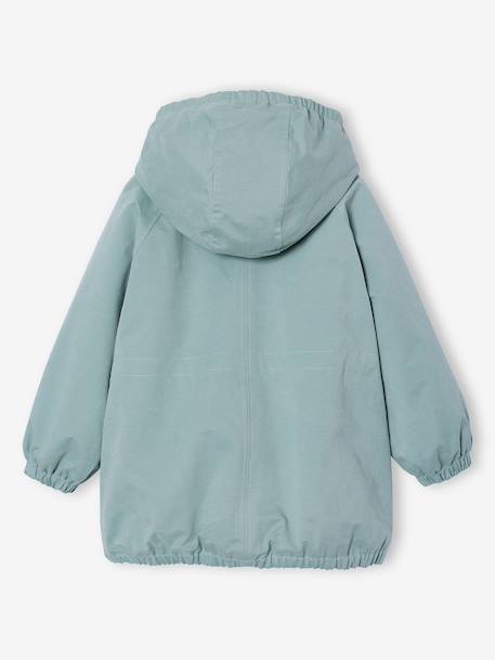 Girl's long hooded parka grey green - vertbaudet enfant 