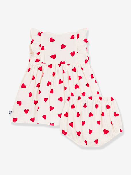 Dress and frilled bloomer set for babies in cotton ecru - vertbaudet enfant 