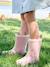 Wellies in Printed Natural Rubber for Children printed beige+printed pink - vertbaudet enfant 