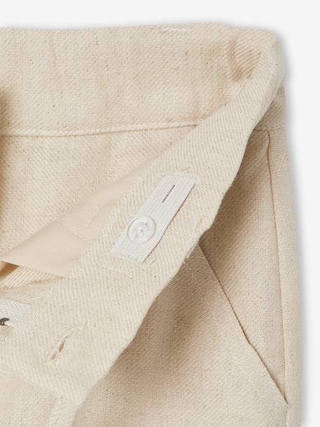 Boy's cotton and linen twill trousers with adjustable waist ecru - vertbaudet enfant 