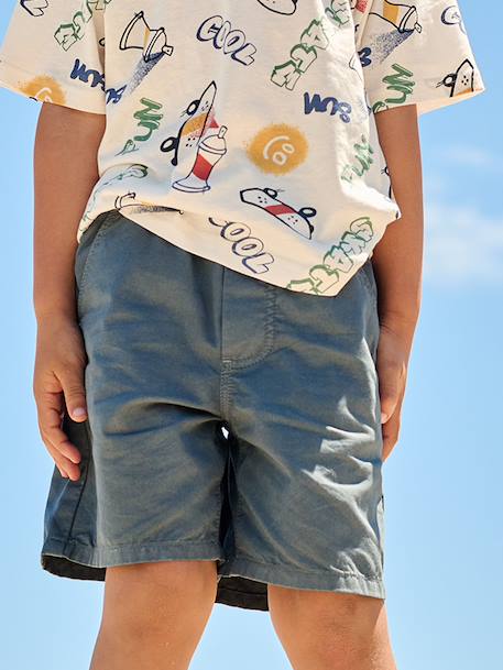Bermuda garçon élastique bleu jean+jaune pastel+vert sapin - vertbaudet enfant 