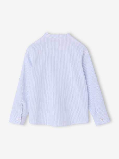 Chemise rayée col Mao garçon rayé bleu+rayé vert - vertbaudet enfant 