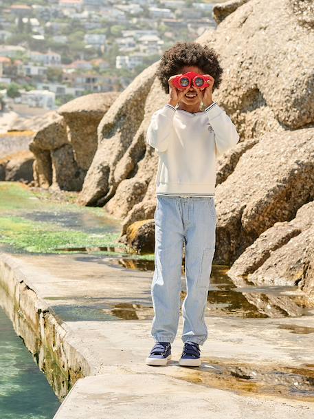 Boys' cotton battle denim trousers striped blue - vertbaudet enfant 