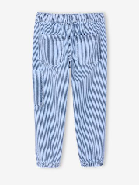 Boys' cotton battle denim trousers striped blue - vertbaudet enfant 