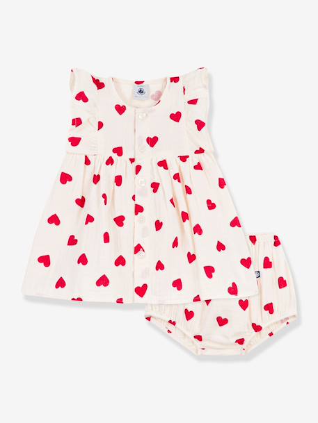 Dress and frilled bloomer set for babies in cotton ecru - vertbaudet enfant 