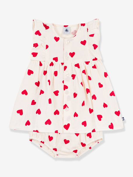 Dress and frilled bloomer set for babies in cotton ecru - vertbaudet enfant 
