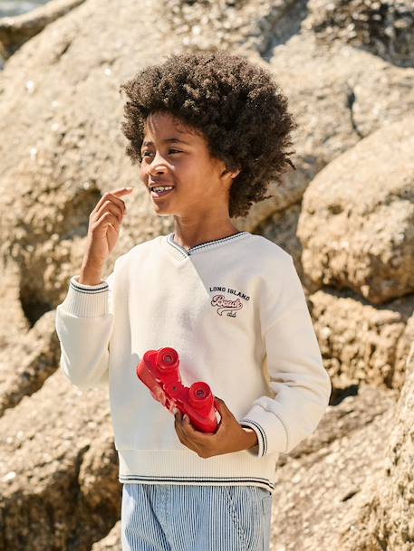 Boy's V-neck sweatshirt ecru - vertbaudet enfant 