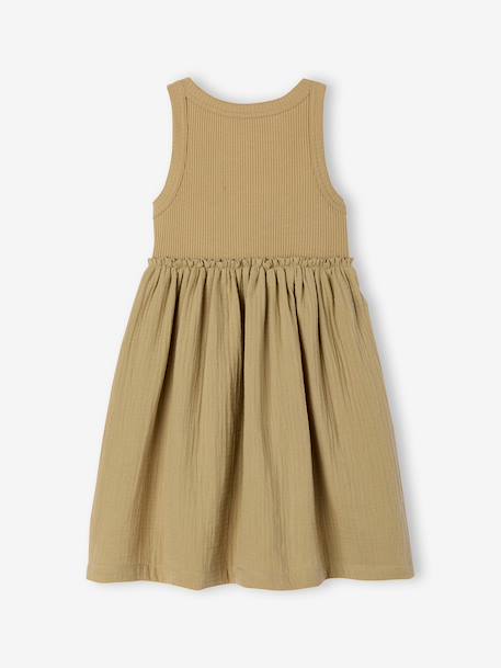 Girl's sleeveless dress khaki+old rose - vertbaudet enfant 