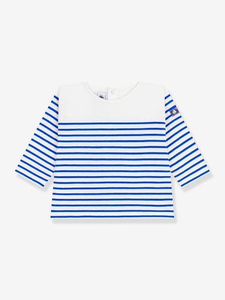 Long-sleeved striped t-shirt for babies white - vertbaudet enfant 