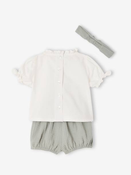 Set of 3 pieces for baby girls in cotton sage green - vertbaudet enfant 