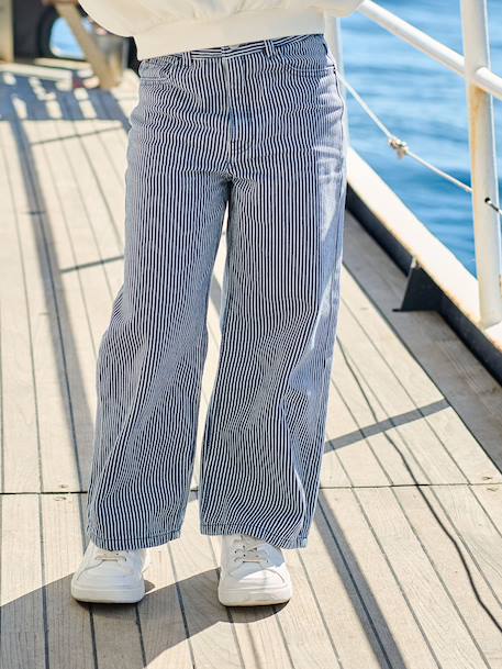 Pantalon large fille rayé rayé bleu - vertbaudet enfant 